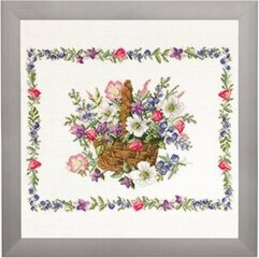 broderisett blomsterkurv 49x40 cm