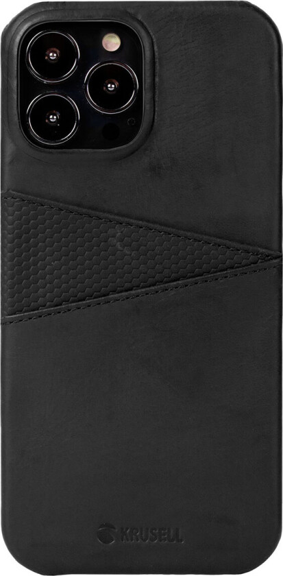 CardCover - Baksidedeksel for mobiltelefon - ekte skinn, polykarbonat - svart - for Apple iPhone 13 Pro