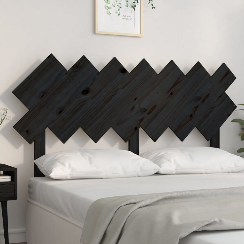 Sengegavl svart 141x3x80,5 cm heltre furu
