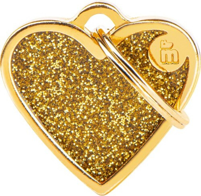 "Small Heart Gold Glitter" ID Tag