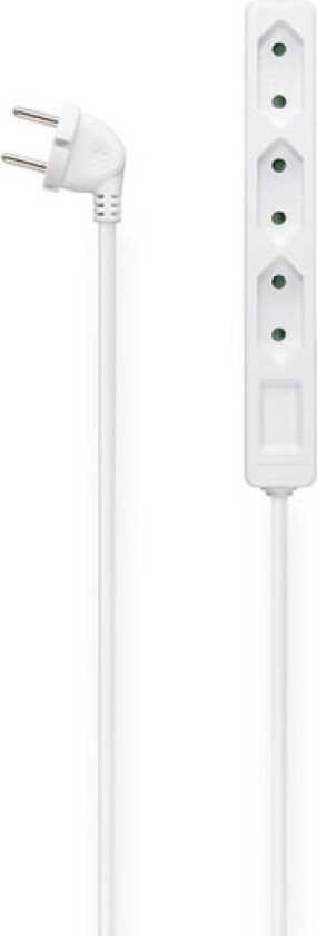 00223020, 3 AC-utganger, 2,5 m, Koblet med ledninger (ikke trådløs), Hvit