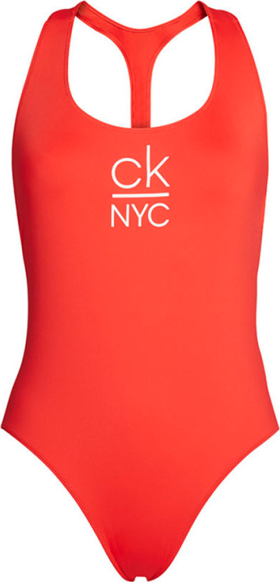 Calvin Klein Scoop Badedrakt Uten Bøyle, Farge: Rød, Størrelse: M, Kvinner