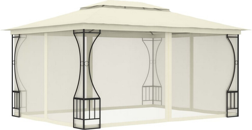 Paviljong med nett 300x400x265 m kremhvit