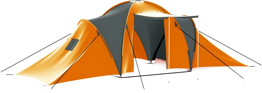Campingtelt 9 personer stoff grå og oransje
