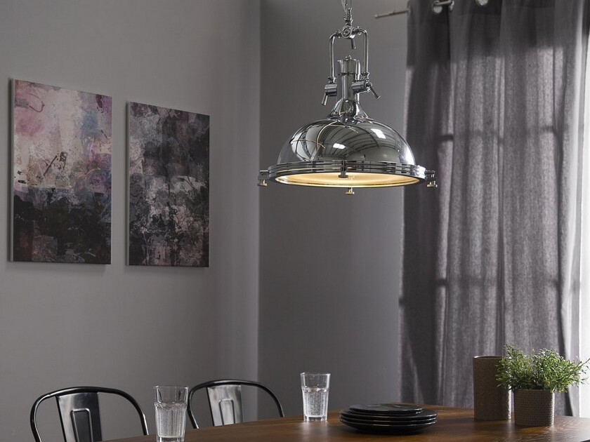 Pendellampe Sølv Glass ø 38 x 94 cm Dekorativ taklampe Moderne Industriell Belysning Spisestue Stue