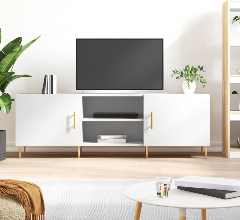 TV-benk hvit 150x30x50 cm konstruert tre