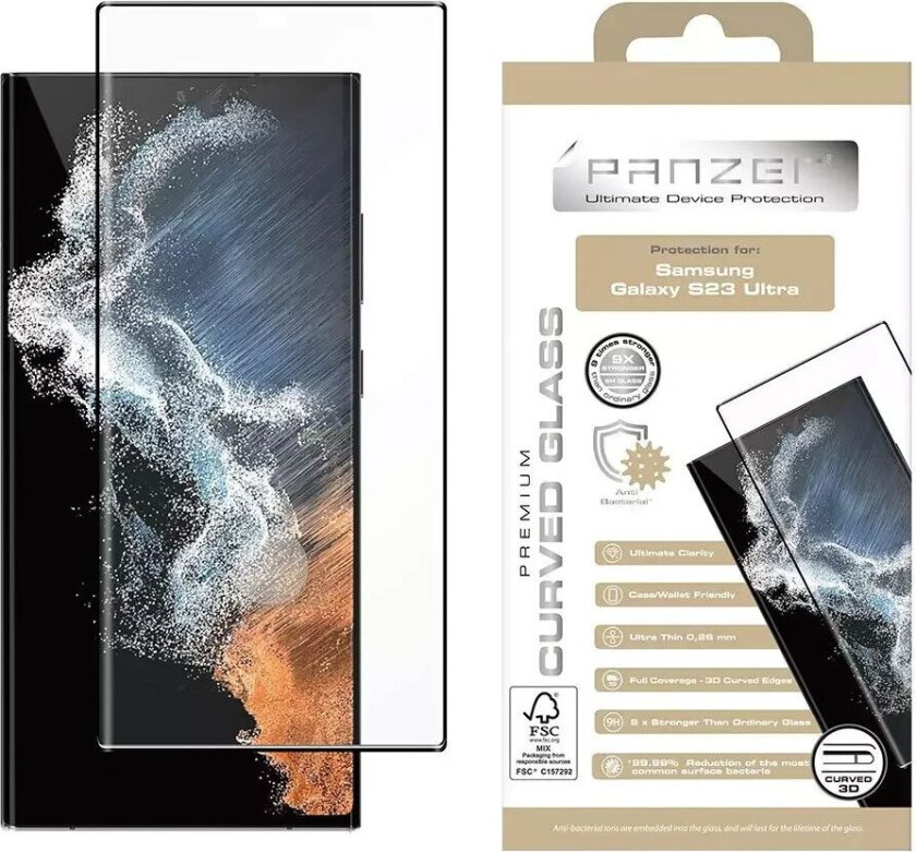 Premium Buet Skjermbeskyttelse Samsung Galaxy S23 Ultra 5g Svart Kant