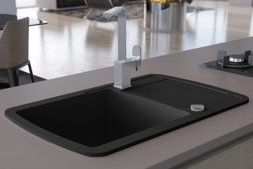 Kjøkkenvask i granitt enkel kum svart