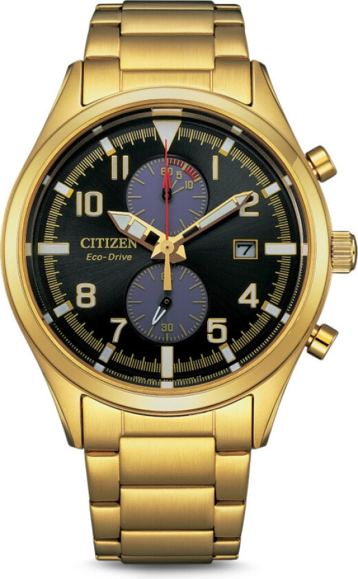 Mariner Chronograph CA7022-87E - Kvarts - Gull - Herreklokker - Rustfritt stål - ledd m/pin - Mineral