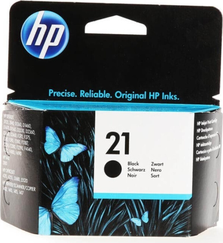 Blækpatron HP 21 C9351AE, 190 sider, Sort
