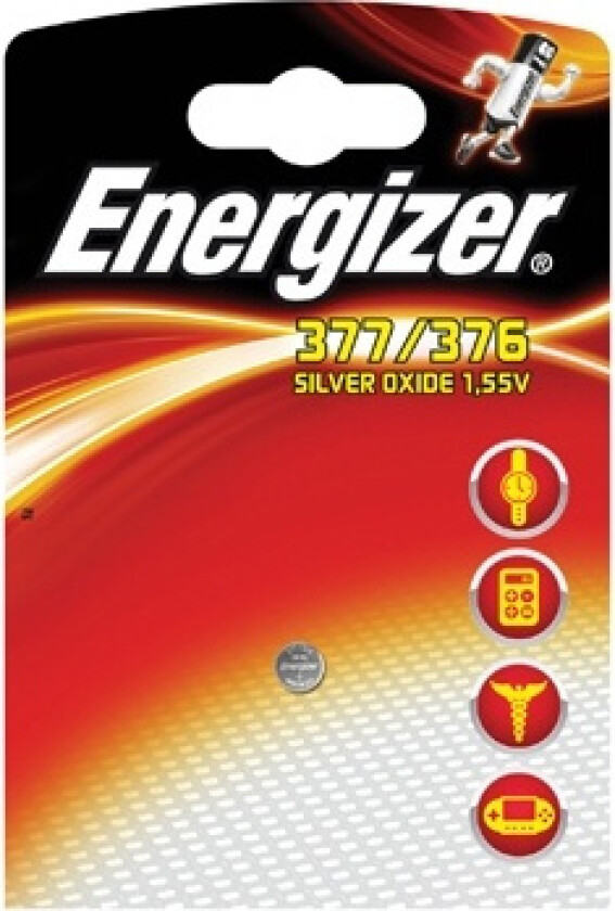 Silveroxid Knappecellebatteri 377/376, 1,55 V 6,8 x 2 mm