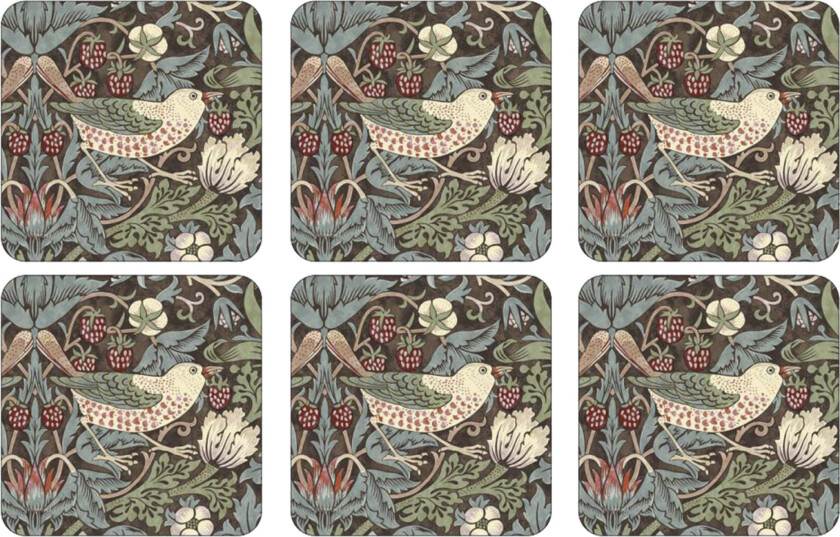 Strawberry Thief glassunderlag 6-stk. Brun