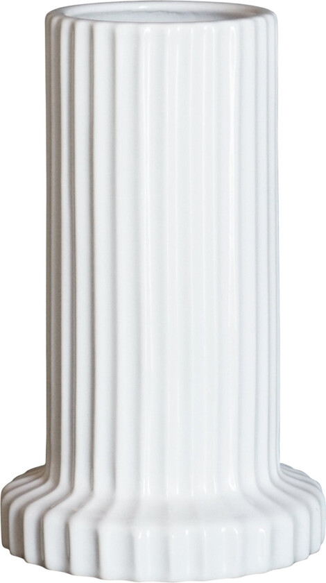 Stripe vase 18 cm Shiny white