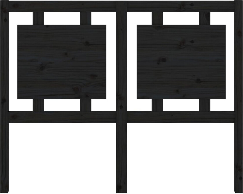 Sengegavl svart 125,5x4x100 cm heltre furu
