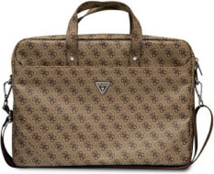 Guess Saffiano 4G Triangle Logo Databag 16” brązowy