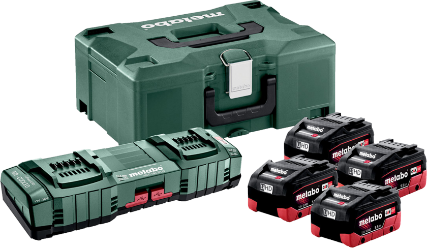 power supply set 4x LiHD battery pack 18 V 5.5 Ah Li-Ion battery + ASC 145 DUO double charger + metaBOX
