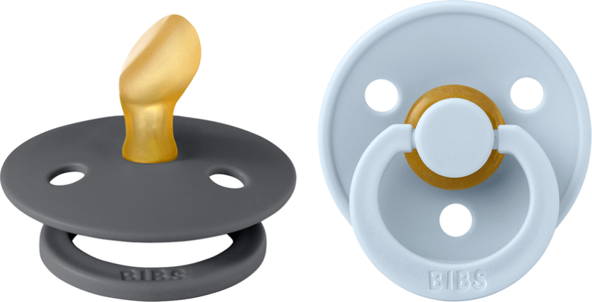 Pacifier Colour Latex Anatomical Iron/Baby Blue Size 1 2pcs