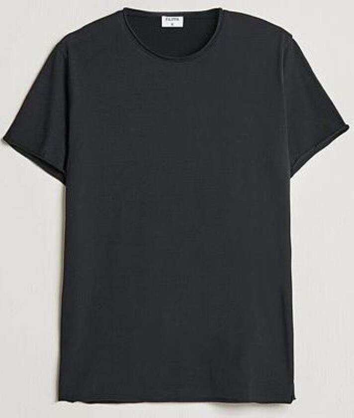 Roll Neck Crew Neck Tee Black