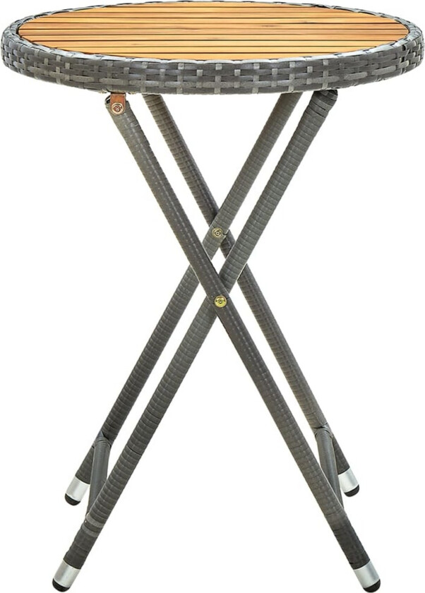 Tebord grå 60 cm polyrotting og heltre akasie