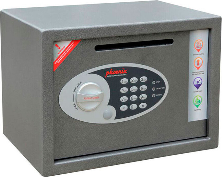 Bilde av Safe Co. SS0802ED, Grafitt, Metallisk, Elektronisk, Rund nøkkel, 17 l, Stål, Gulv/vegg, 350 mm