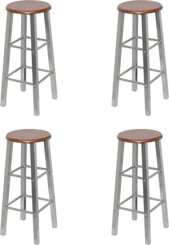 Barkrakker 4 stk sølv og brun MDF