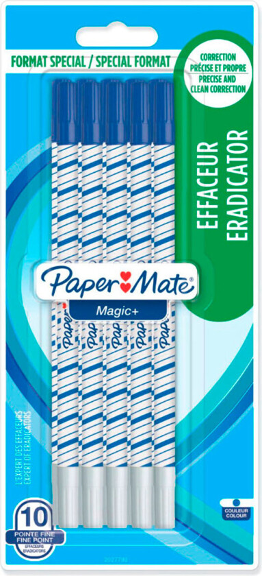 Paper Mate Magic+ Erasable Pen (10 stk) Blå