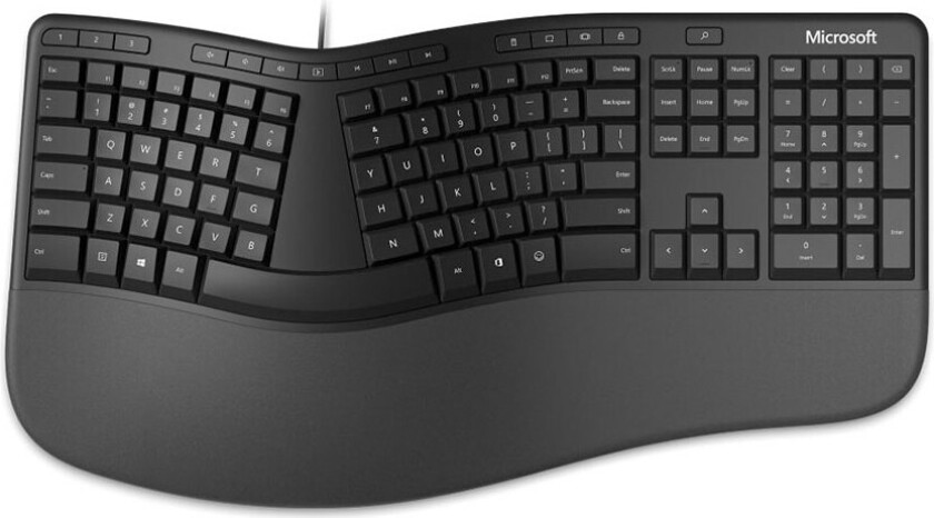 ergonomisk tastatur med håndleddsstøtte (USB)