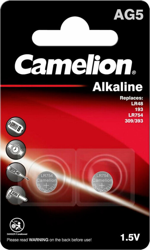 Camelion LR754/LR48/AG5 Knappcellebatteri 1,5V (alkalisk) 2pk