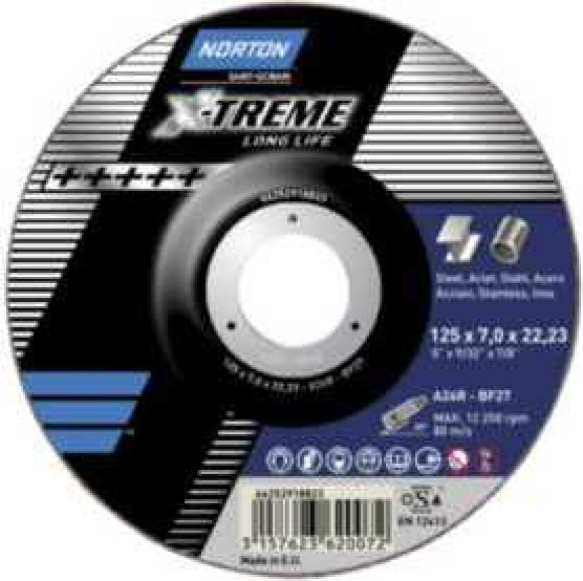 Bilde av Skrubskive 125x7,0x22,23mm - A24R-125x7.0x22.23-T27 NOR-X-Treme life