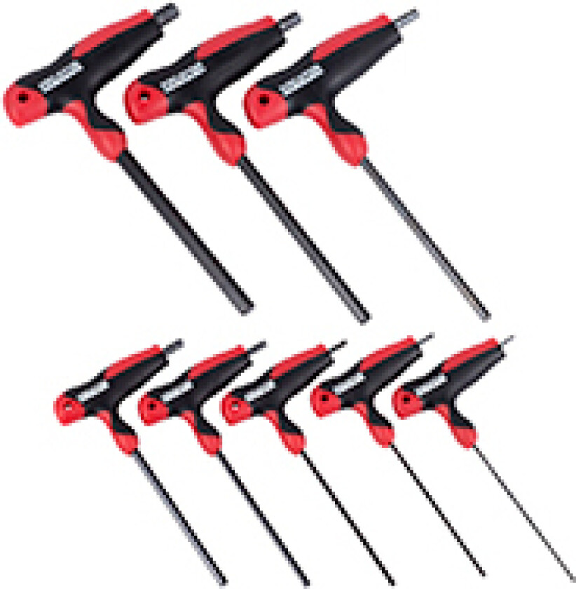 T-unbrakonøkkelsett 8 deler - 2-10 mm