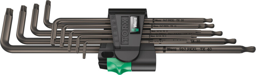 05024460001, L-torx-nøkkel, T10, T15, T20, T25, T27, T30, T40, T8, T9, Sort, Stål, Plast, CE
