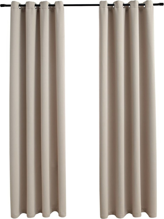 Bilde av Lystette gardiner med metallringer 2 stk beige 140x245 cm