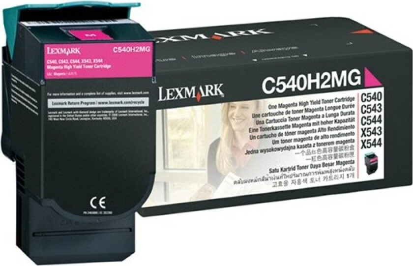 C540 C543 C544 X543 X544 toner cartrid - Laser toner Rød