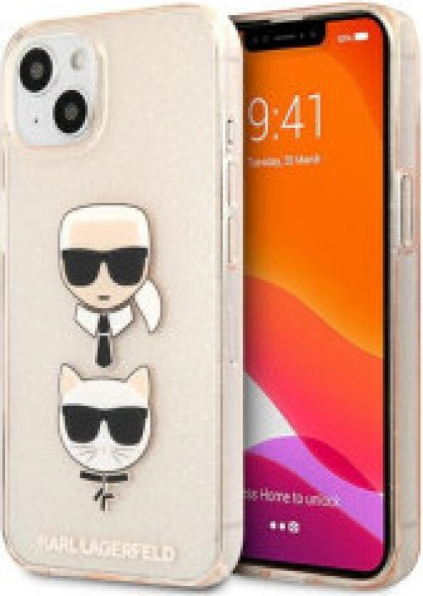 Karl Lagerfeld Glitter Karl & Choupette Head - Deksel til iPhone 13 mini