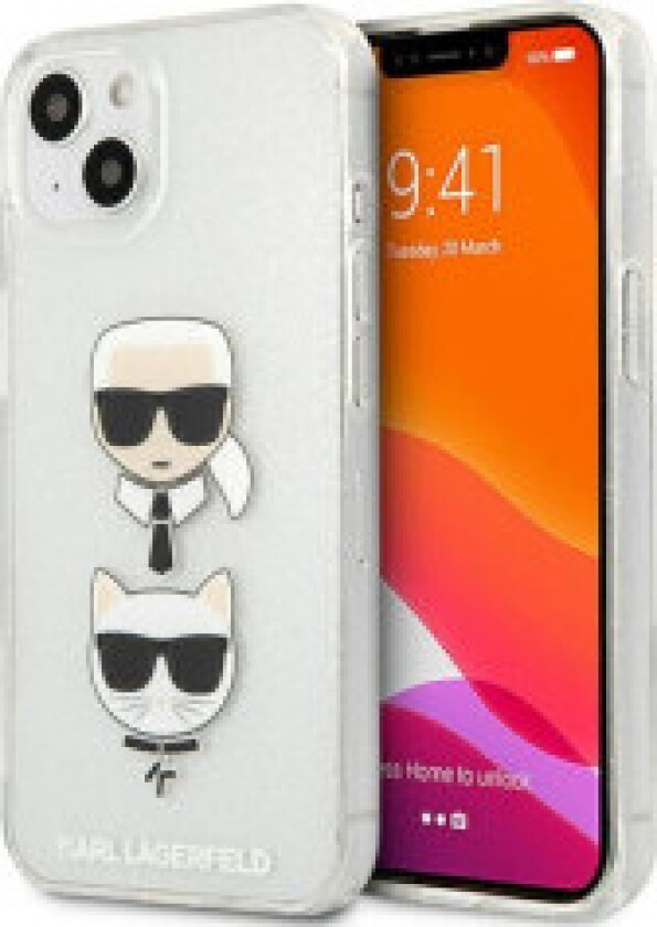 Karl Lagerfeld Glitter Karl & Choupette Head - Deksel til iPhone 13 mini