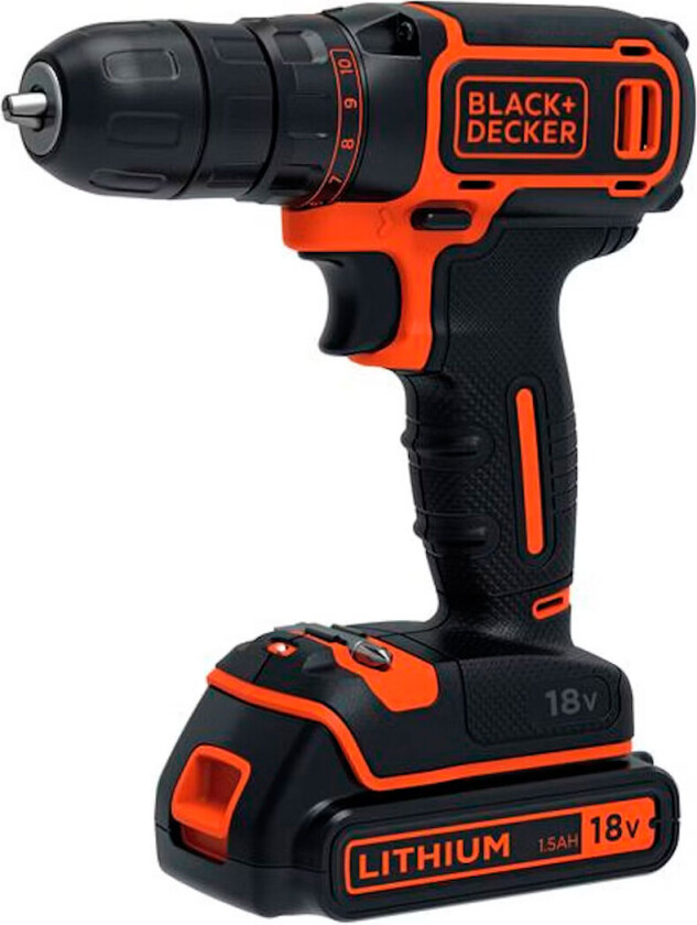 Black + Decker batteridrevet skrutrekker, 18 V, svart, BDCDC18-QW, 18 voltV