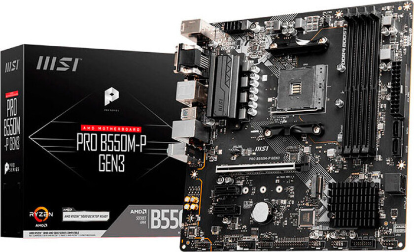 PRO B550M-P GEN3 Hovedkort - AMD B550 - AMD AM4 socket - DDR4 RAM - Micro-ATX