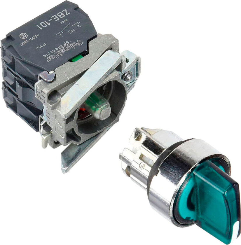 Harmony rotary switch complete with led and 2 fixed positions in green 24vac / dc 1xno + 1xnc xb4bk123b5