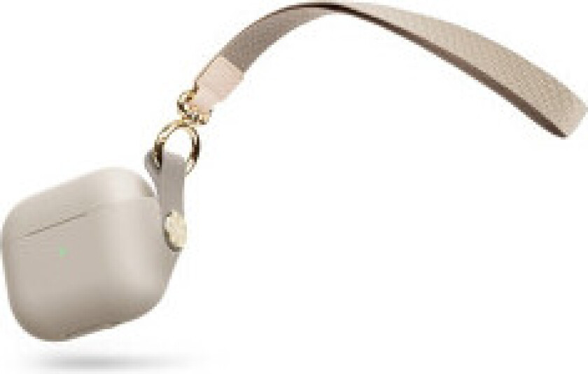 Moshi Pebbo-deksel for AirPods 3 med avtakbar håndleddsstropp og LintGuard-beskyttelse - Savanna Beige