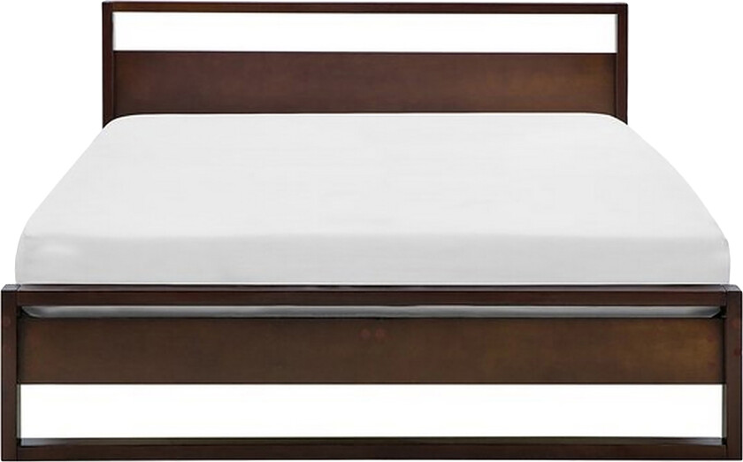 Sengeramme Mørkt tre Furu 140 x 200 cm Lamellbunn Sengegavl Minimalistisk stil Dobbeltseng Soverom