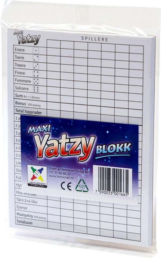 Bilde av Spill Maxi Yatzy Blokk