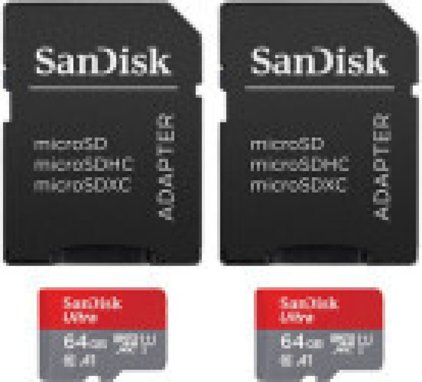 SanDisk Ultra microSDXC 64GB 140MBs+Adapt 2Pack SDSQUAB-064G-GN6MT