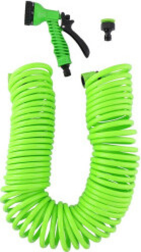 Kinzo - Spiral hageslange med beslag og pistol 15 m inkludert