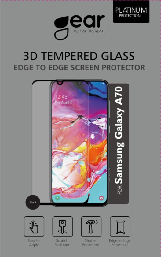 Glass Protector 3D Full Cover Black Samsung A70