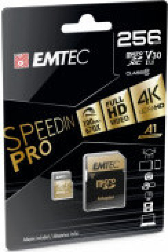 Emtec MicroSDXC 256GB SpeedIN PRO CL10 100MB/s FullHD 4K UltraHD