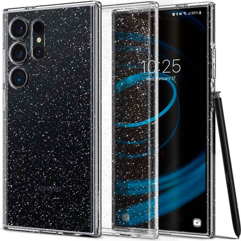 Samsung Galaxy S24 Ultra Liquid Crystal Glitter Deksel - Gjennomsiktig