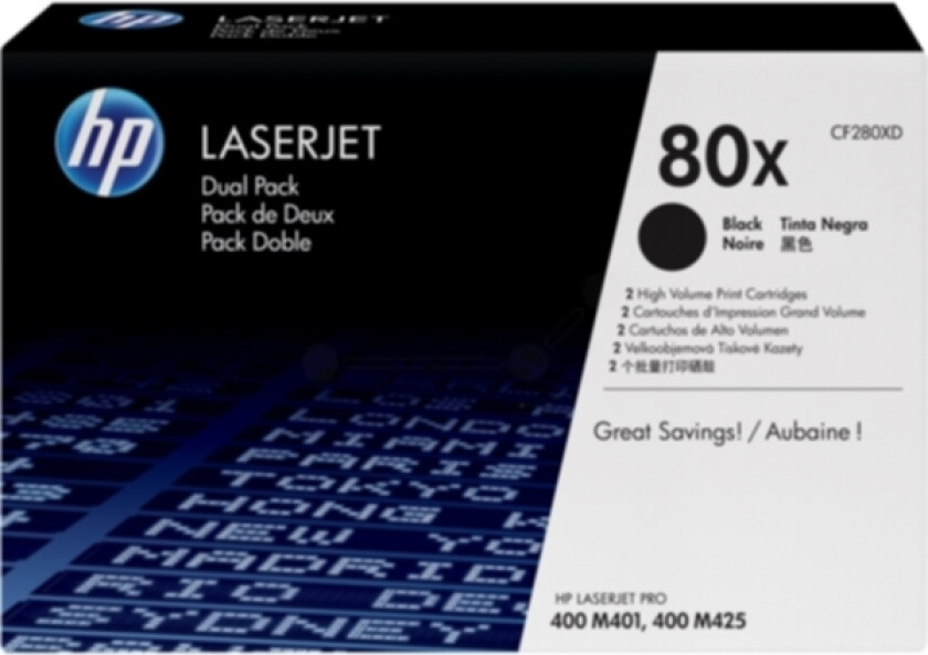 Bilde av Hp Toner Svart 80x 6.9k - Cf280xd 2-pack