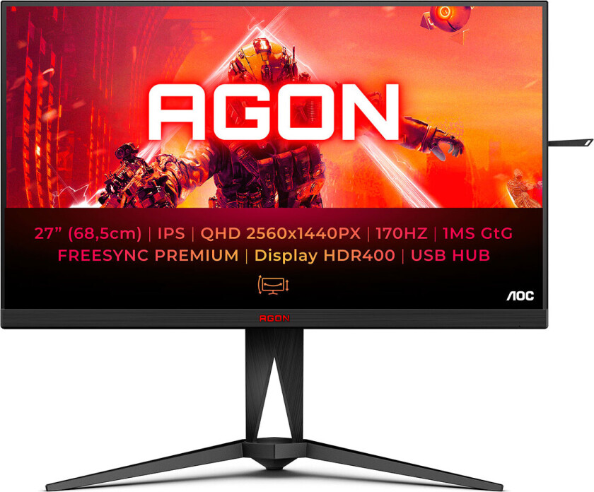 27" AOC AGON AG275QXN - 2560x1440 - 165Hz - VA - DisplayHDR 400 - 1 ms - Skjerm
