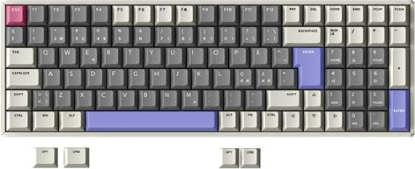F97 Variable X Wireless-RGB TTC Gold Pink - Gamingtastatur - Nordisk - Grå