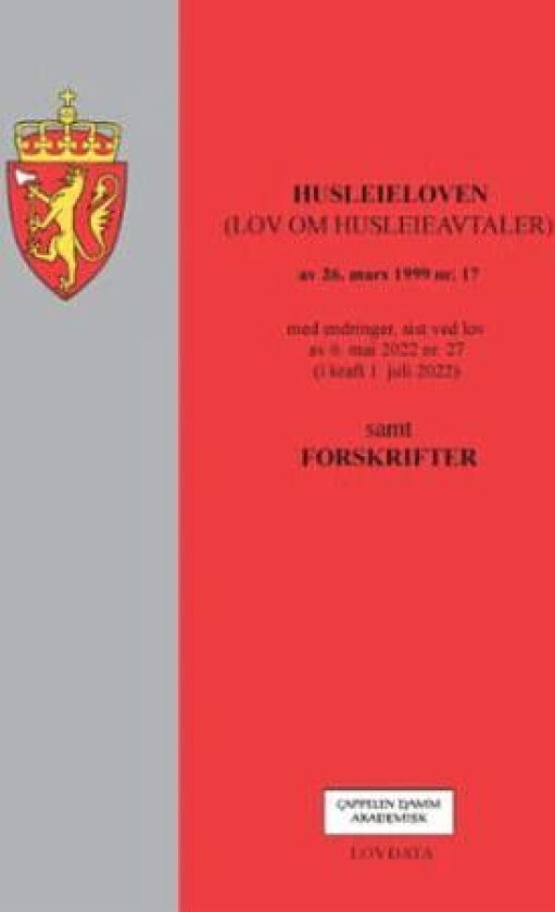 Husleieloven : (lov om husleieavtaler) av 26. mars 1999 nr. 17